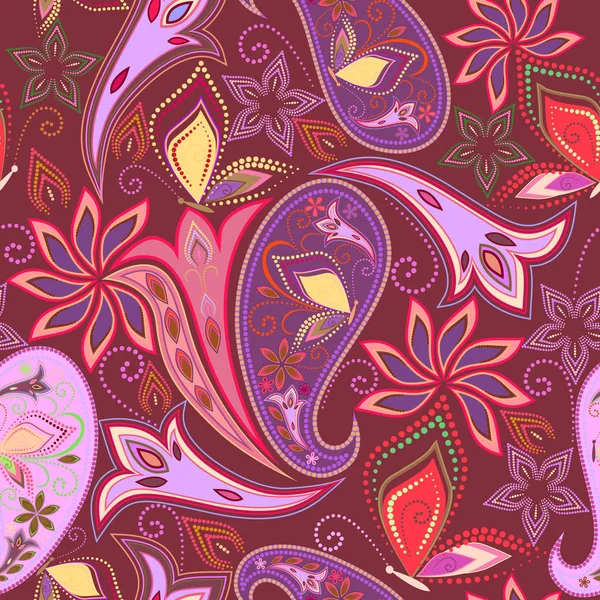 Бесшовный красочный узор с пейсли — стоковый вектор