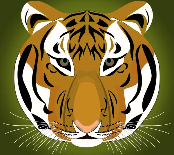 Tiger Object Isolated Closeup Vector Print — Stock Vector