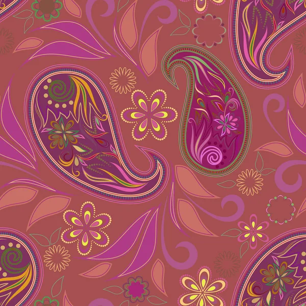 Sömlös färgglada mönster med paisley. — Stock vektor