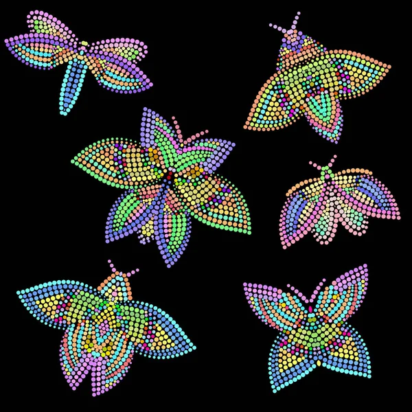 Mosaico borboletas coloridas - objeto isolado . —  Vetores de Stock