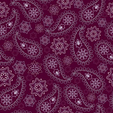 Pürüzsüz Bordo desen ile Paisley.