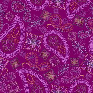 Pürüzsüz mor desen ile Paisley.