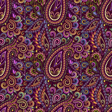 Paisley-Dikişsiz renkli etnik desen.