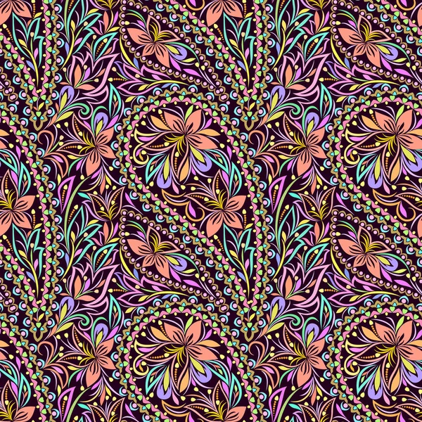 Paisley - padrão étnico colorido sem costura . — Vetor de Stock