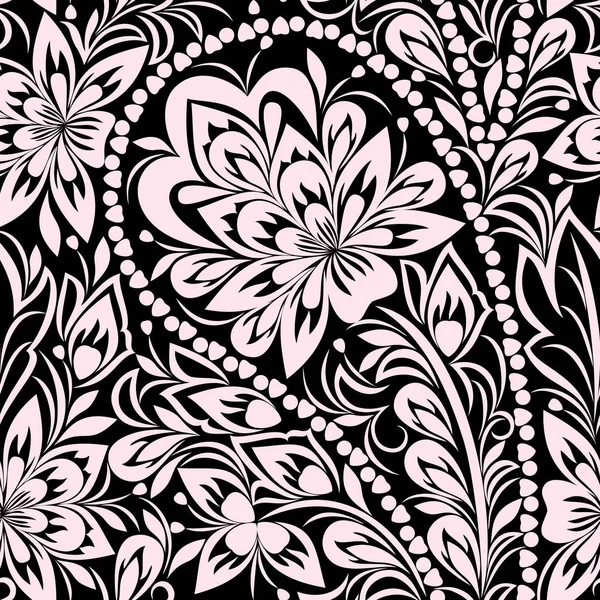 Nahtloses schwarz-weißes Muster mit Paisley. — Stockvektor