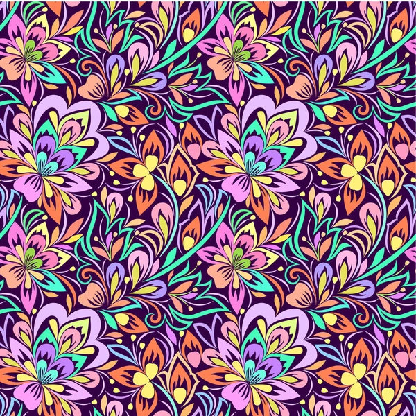 완벽 한 꽃 민속 예술 패턴. — 스톡 벡터