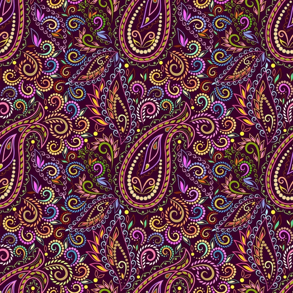 Paisley - pola etnis yang berwarna-warni . - Stok Vektor