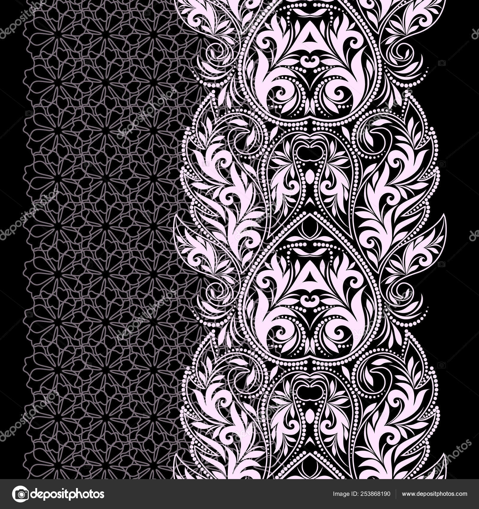 レース垂直シームレスな白と黒のパターン ストックベクター C Beautyamethyst