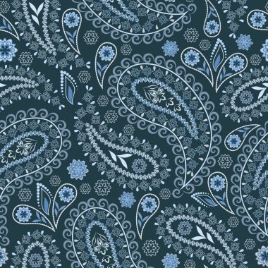 Paisley-turkuaz Dikişsiz desen.