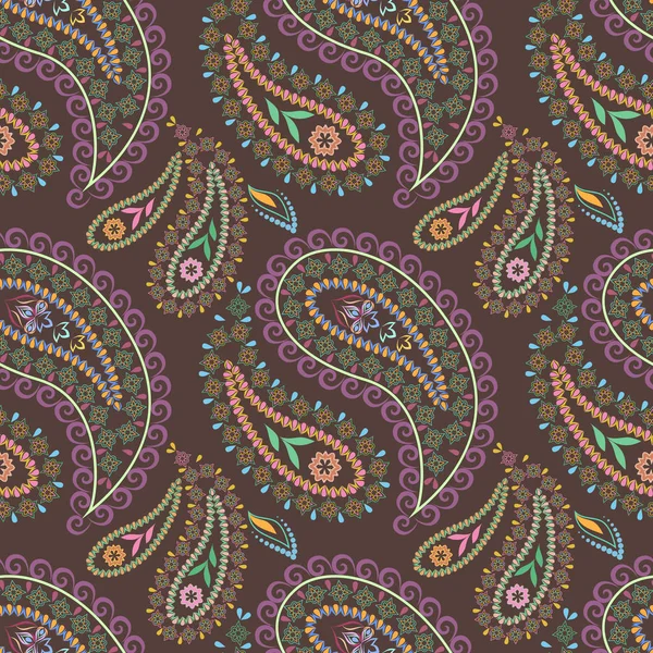 Paisley-etnisch naadloos patroon. — Stockvector