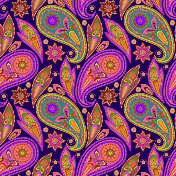 Paisley - patrón étnico colorido sin costuras . — Vector de stock