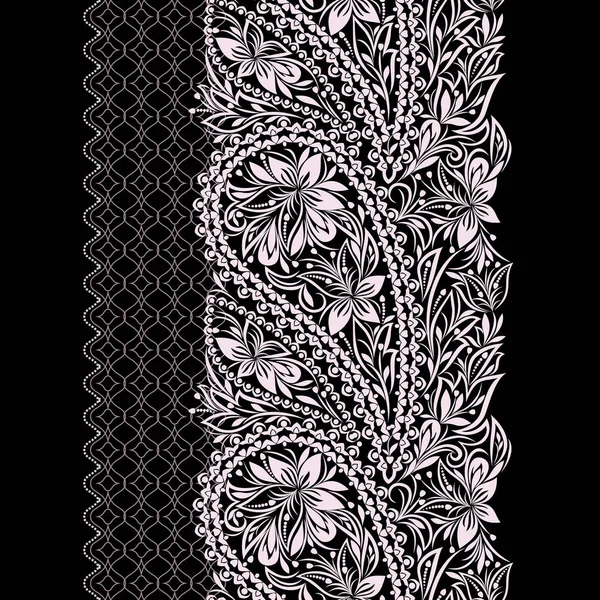 Padrão sem costura vertical rendas paisley . — Vetor de Stock