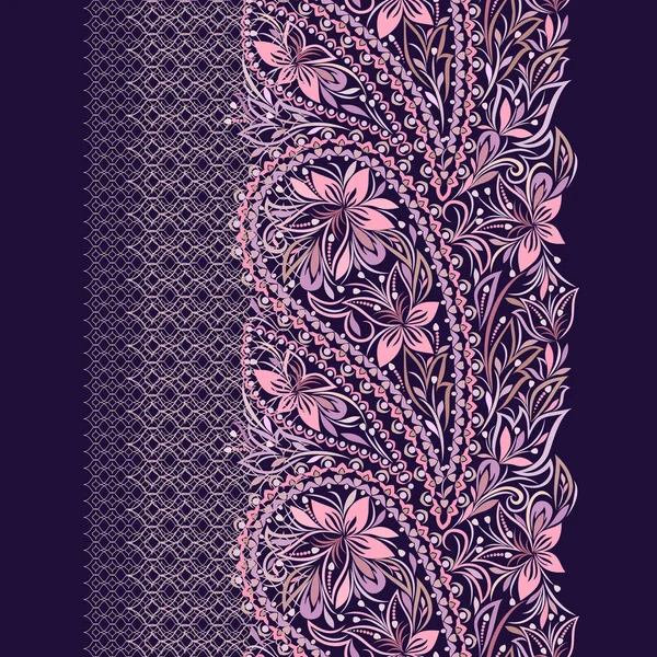 Padrão sem costura vertical rendas paisley . — Vetor de Stock