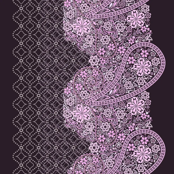Dentelle paisley motif vertical sans couture . — Image vectorielle