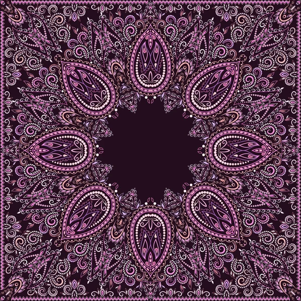 Bandana paisley design- красочный квадрат для печати . — стоковый вектор