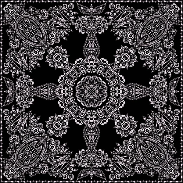 Bandana paisley design- quadrado de impressão clássico . —  Vetores de Stock