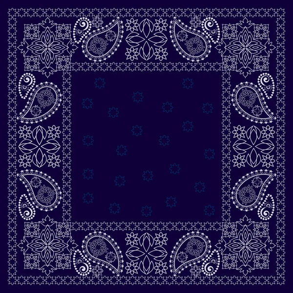 Paisley bandana- blue and white pattern — Stock Vector