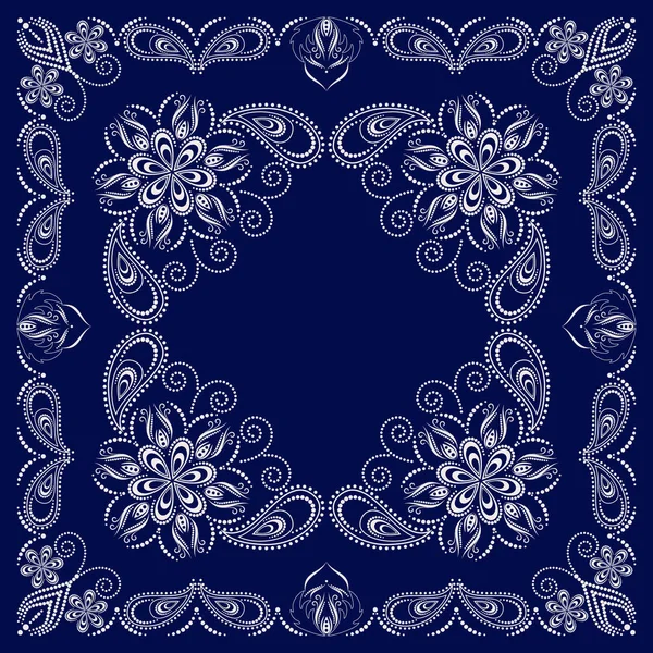 Paisley bandana- blue and white pattern — Stock Vector