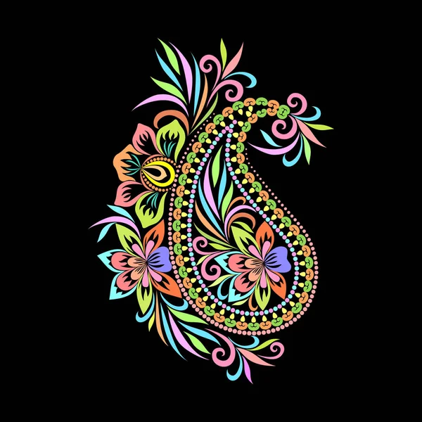 Paisley - padrão de arte popular floral colorido . —  Vetores de Stock