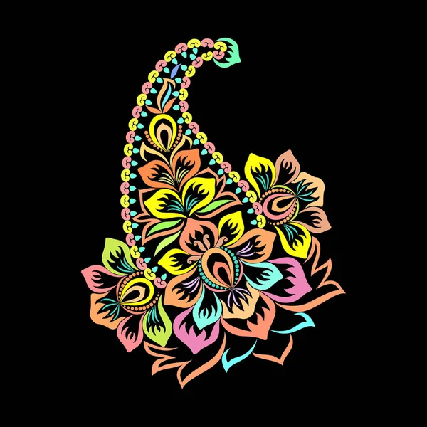 派斯利-五颜六色的花卉民间艺术图案. — 图库矢量图片