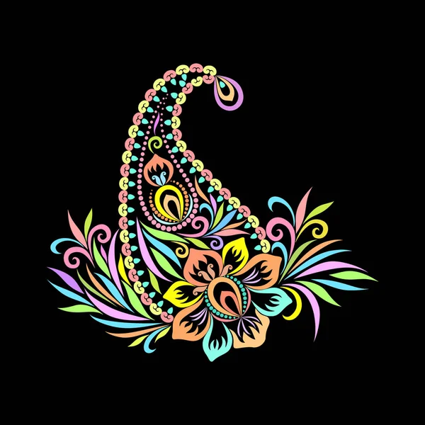 Paisley - padrão de arte popular floral colorido . —  Vetores de Stock