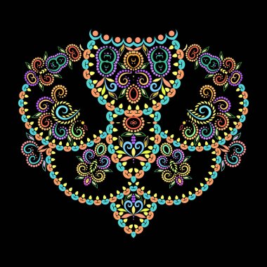 Boyun çizgisi etnik tasarımı, renkli desen.