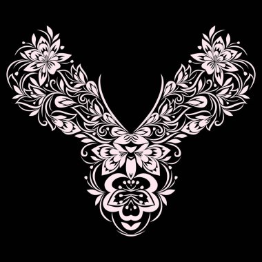 Neckline etnik tasarım. Çiçek deseni.