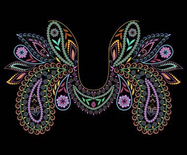 Yaka etnik tasarım, paisley desen.