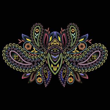 Boyun çizgisi etnik tasarımı, renkli desen.