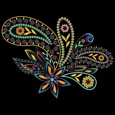 Paisley tasarım renkli etnik desen.