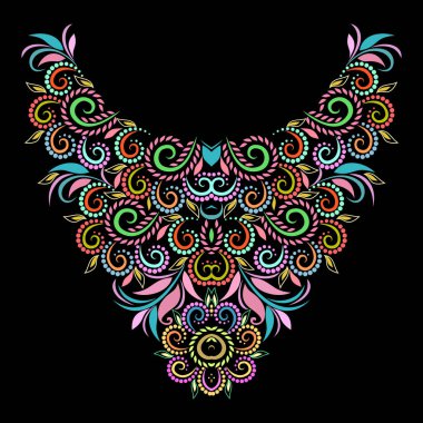 Yaka - süs çiçek renkli tasarım.