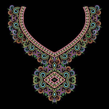 Yaka - süs çiçek renkli tasarım.