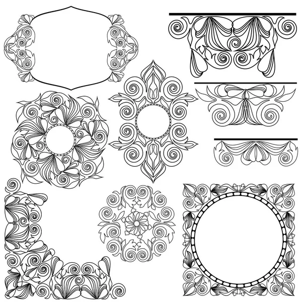 Deco borders. Black and white pattern. — Stock Vector © beautyamethyst