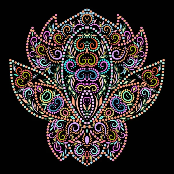 莲花设计 五颜六色的花点图案 带刺绣装饰元素的矢量打印 用于女装 — 图库矢量图片