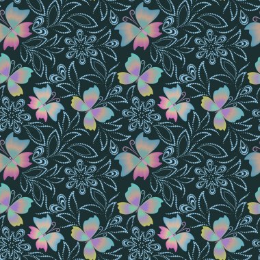 Kelebekler ile sorunsuz dantel modeli