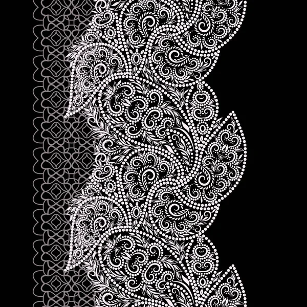 Paisley - dikişsiz siyah beyaz kenarlık.