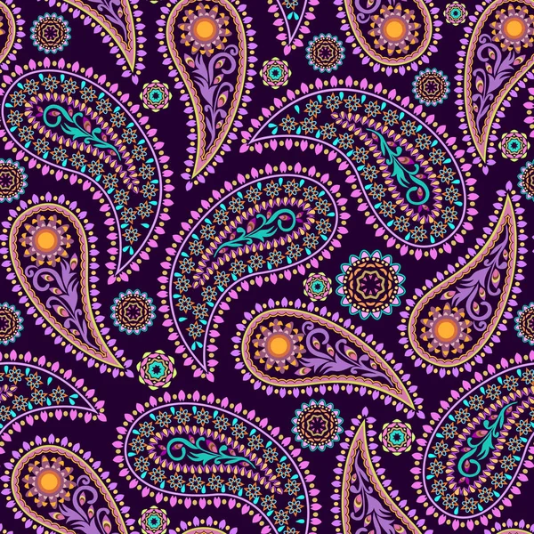 Seamless colorful pattern with paisley. — Stock Vector