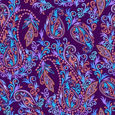 Paisley-Dikişsiz renkli etnik desen.