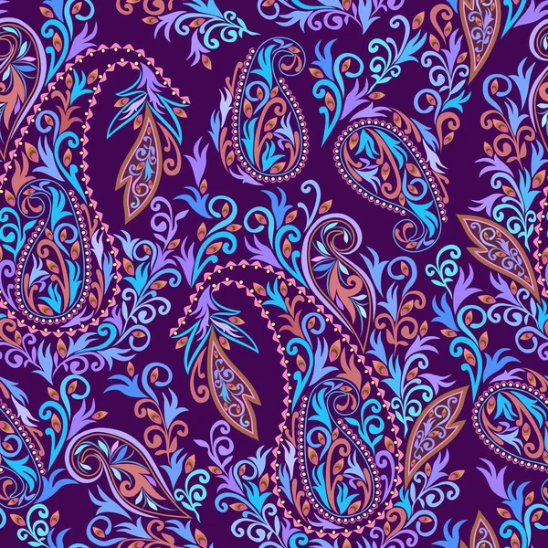 Paisley-Dikişsiz renkli etnik desen. — Stok Vektör