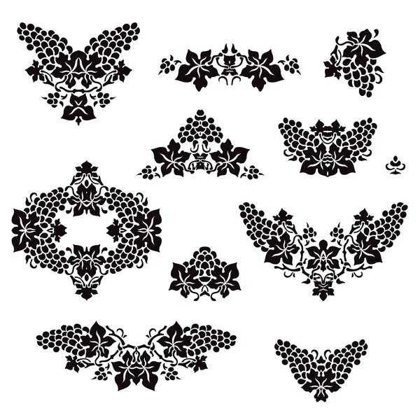 Set Plantillas Vid Para Diseño Blanco Negro Hermoso Patrón Con — Vector de stock