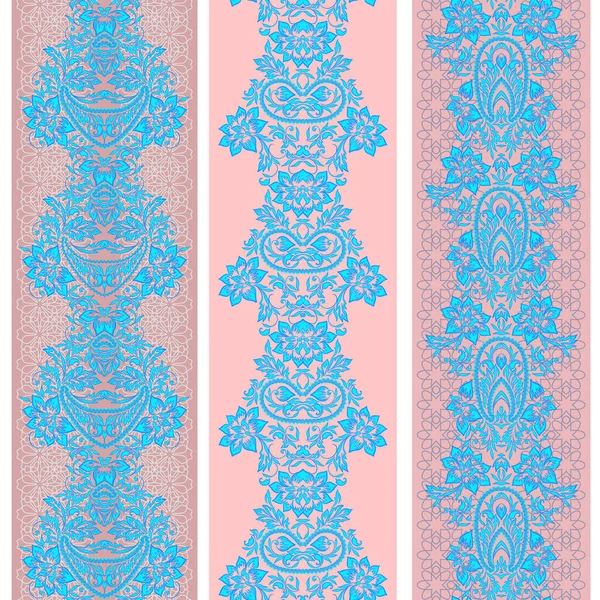 Vertical seamless lace gzhel pattern — Stock Vector