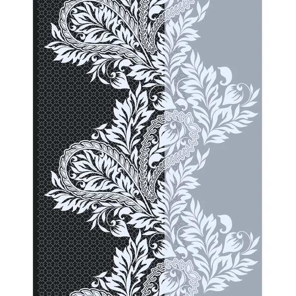 Bordure sans couture en dentelle noire et blanche — Image vectorielle