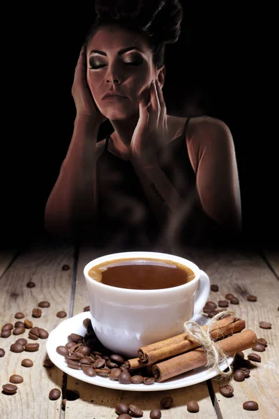 Hot Coffee Woman Mind — стоковое фото