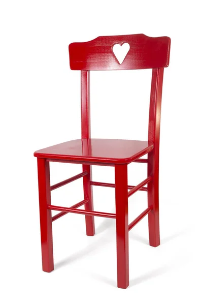 红色木椅在白色背景上隔离的工作室拍摄 图库照片