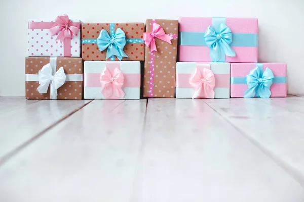 Gift Box White Colorful Gifts Box — Stock Photo, Image