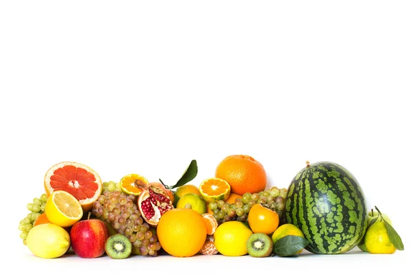 Different Fruits Isolated White Background Healthy Food Background — Stock Photo, Image