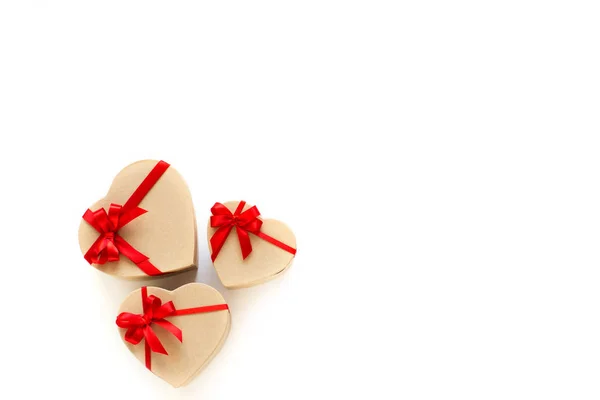 Коробки Подарков Формируют Сердце Изолированы Белом Фоне — стоковое фото
