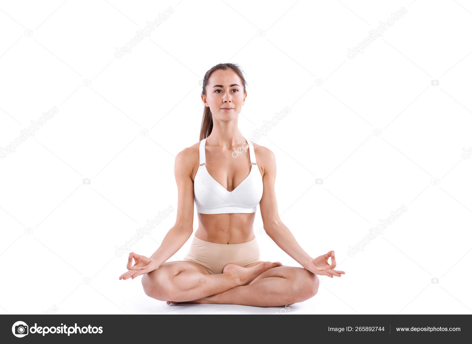 Beautiful woman with perfect body practicing Yoga poses full