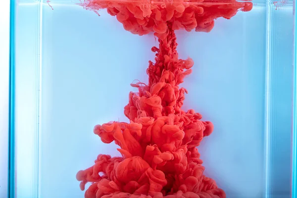 Κόκκινο Μελάνι Στο Νερό Αφηρημένο Επιστημονικό Υπόβαθρο — Φωτογραφία Αρχείου