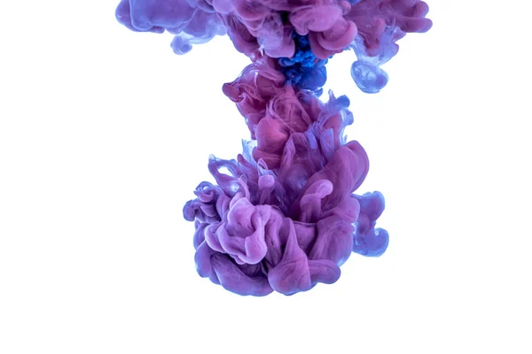 Синие Фиолетовые Чернила Воде Брызги Цвета Изолированы Белом Абстрактный Научный — стоковое фото